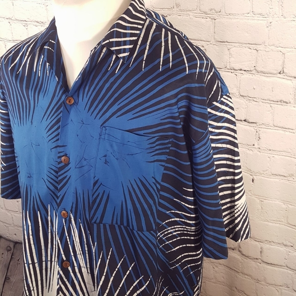 Caribelle Batik Men's Atomic Starburst Blue/white Large Cotton Lightweight Short - Picture 2 of 7